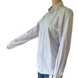 Lands' End: 15/34 Men's Long Sleeve Striped 100% Cotton Oxford Dress Shi…